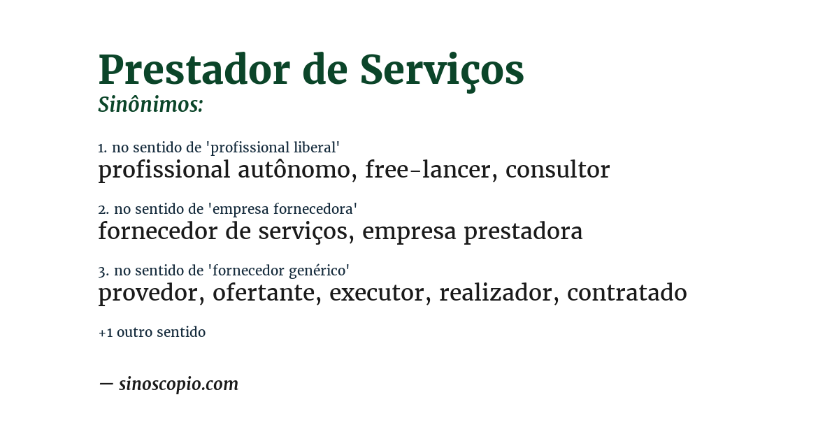 Sinônimo de prestador de serviços