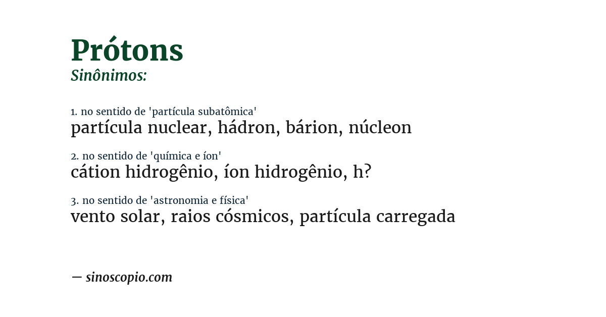 Sinônimo de prótons