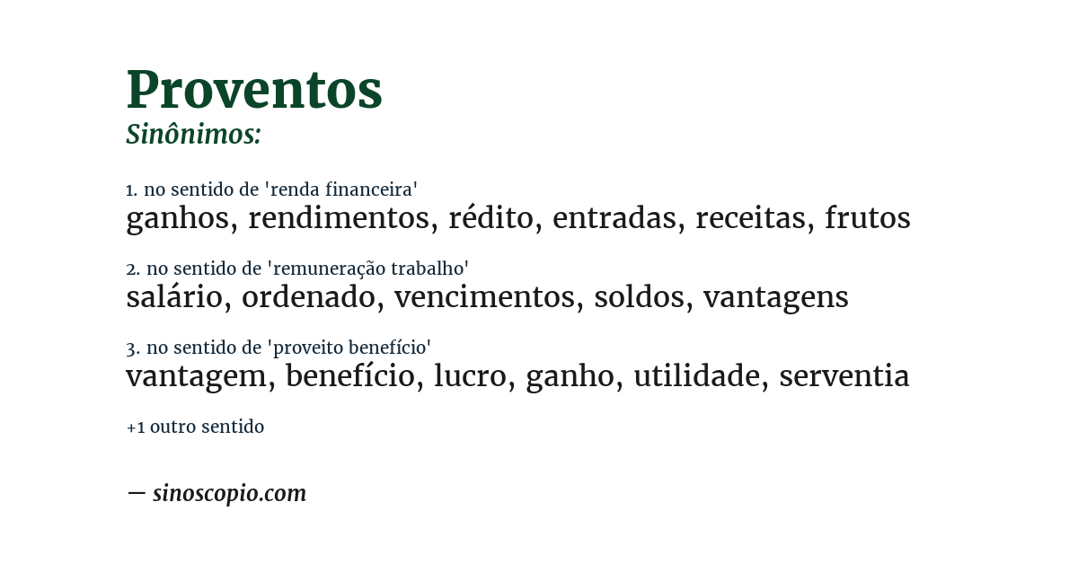 Sinônimo de proventos