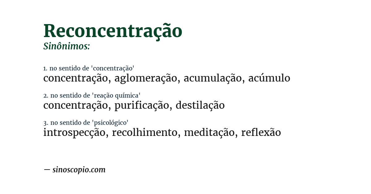 Sinônimo de reconcentração