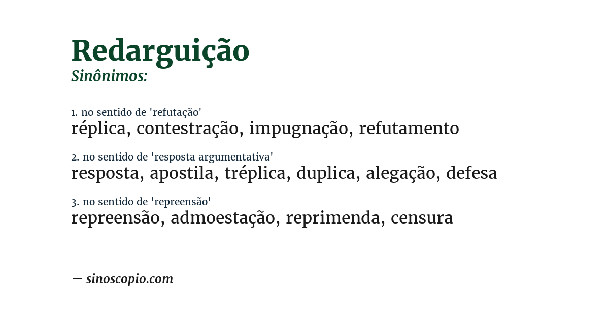 Sinônimo de redarguição