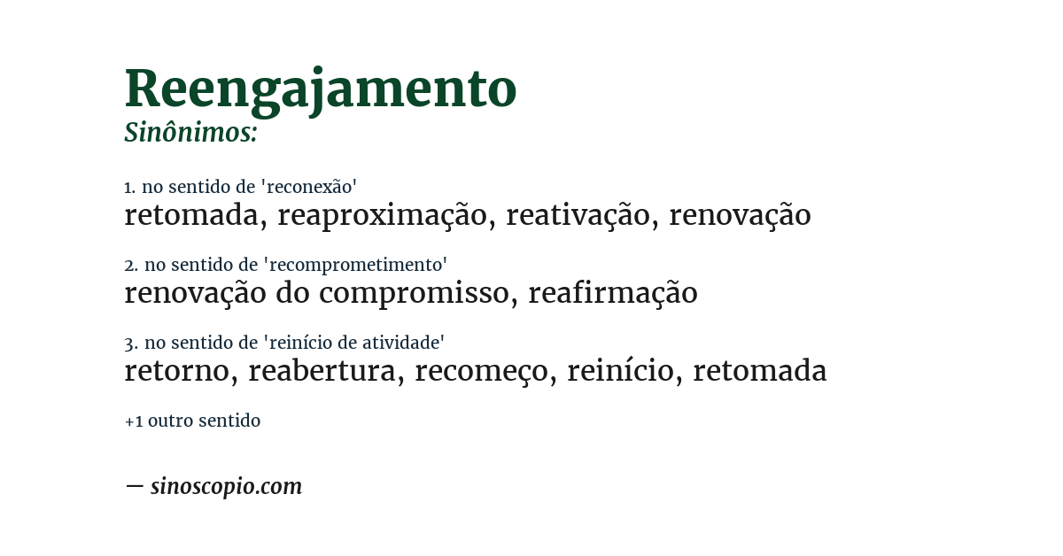 Sinônimo de reengajamento