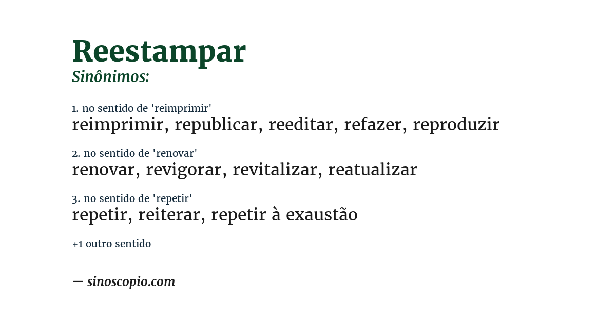 Sinônimo de reestampar