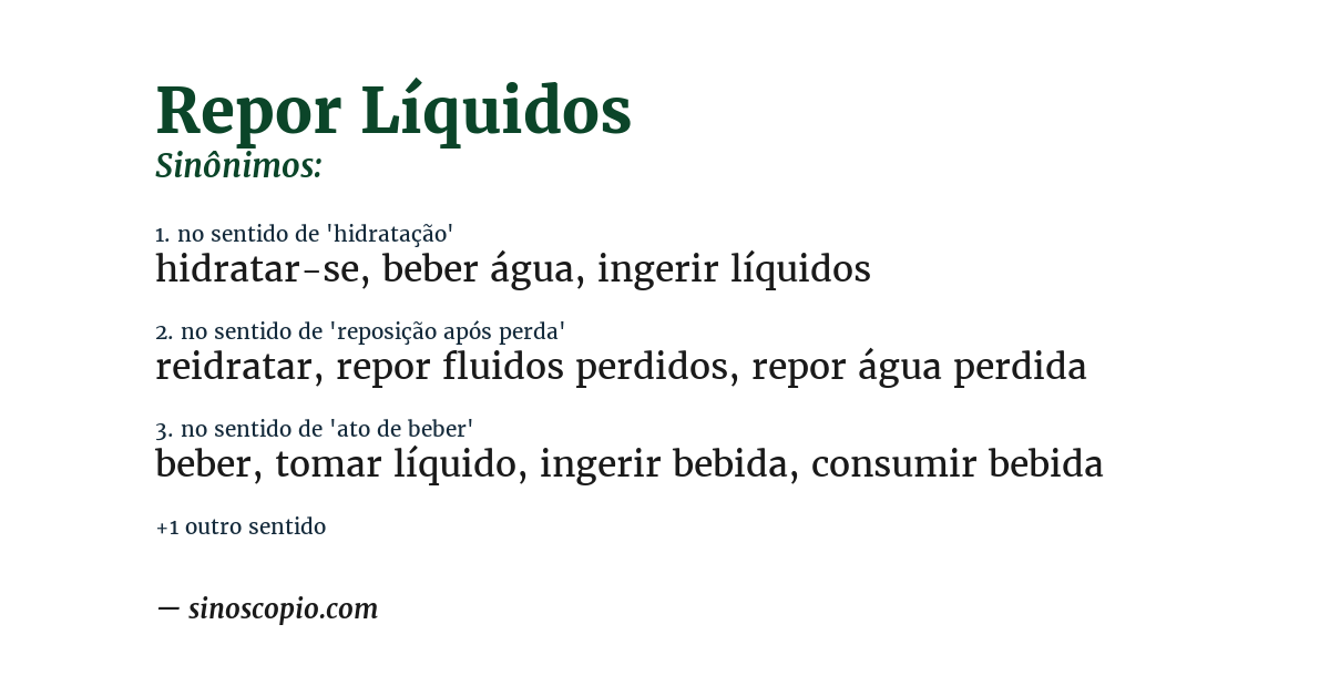 Sinônimo de repor líquidos