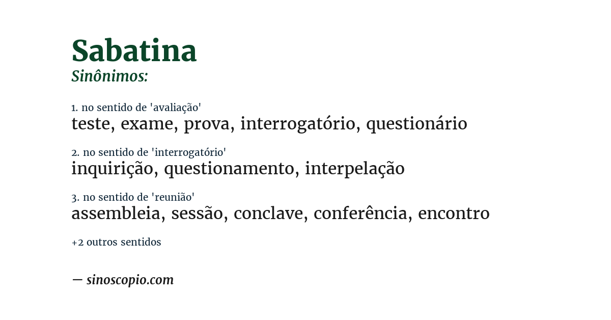 Sinônimo de sabatina