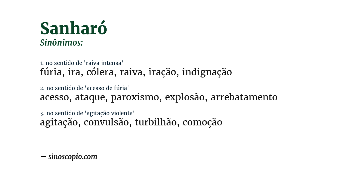 Sinônimo de sanharó