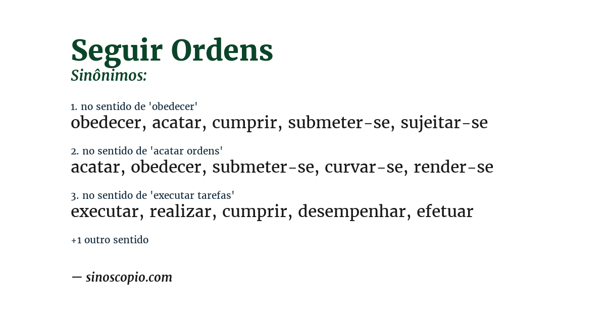 Sinônimo de seguir ordens