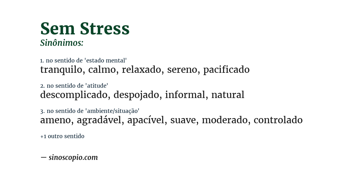 Sinônimo de sem stress