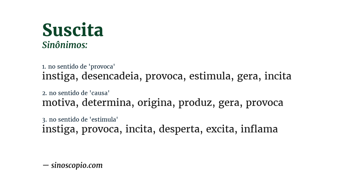 Sinônimo de suscita
