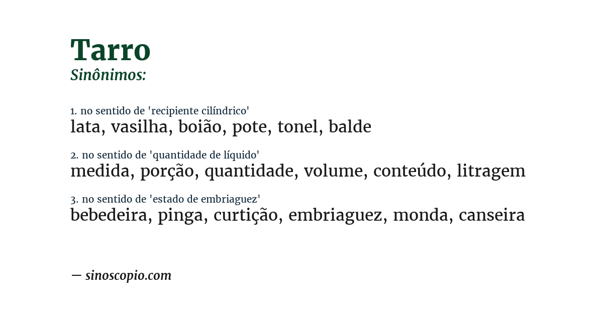 Sinônimo de tarro