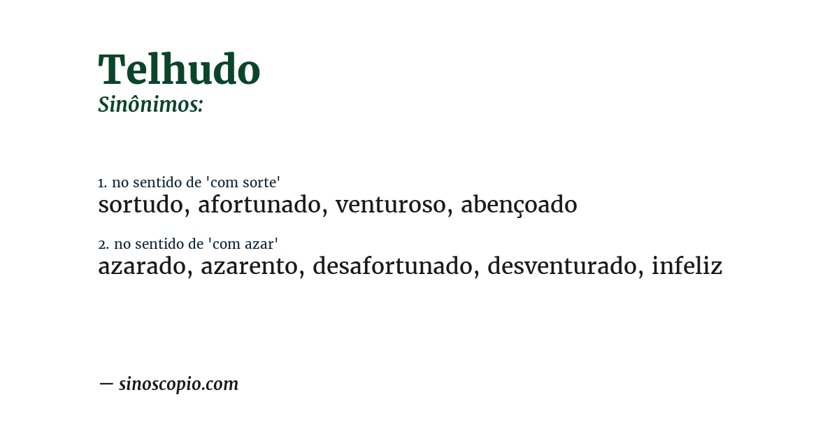 Sinônimo de telhudo