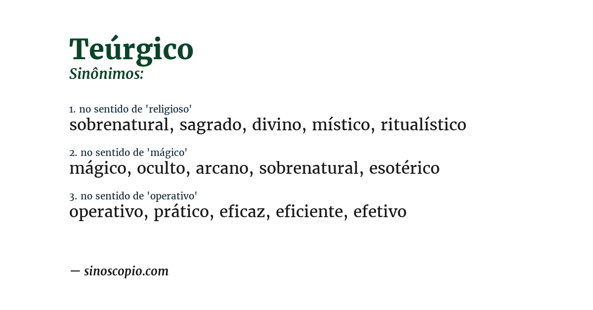 Sinônimo de teúrgico