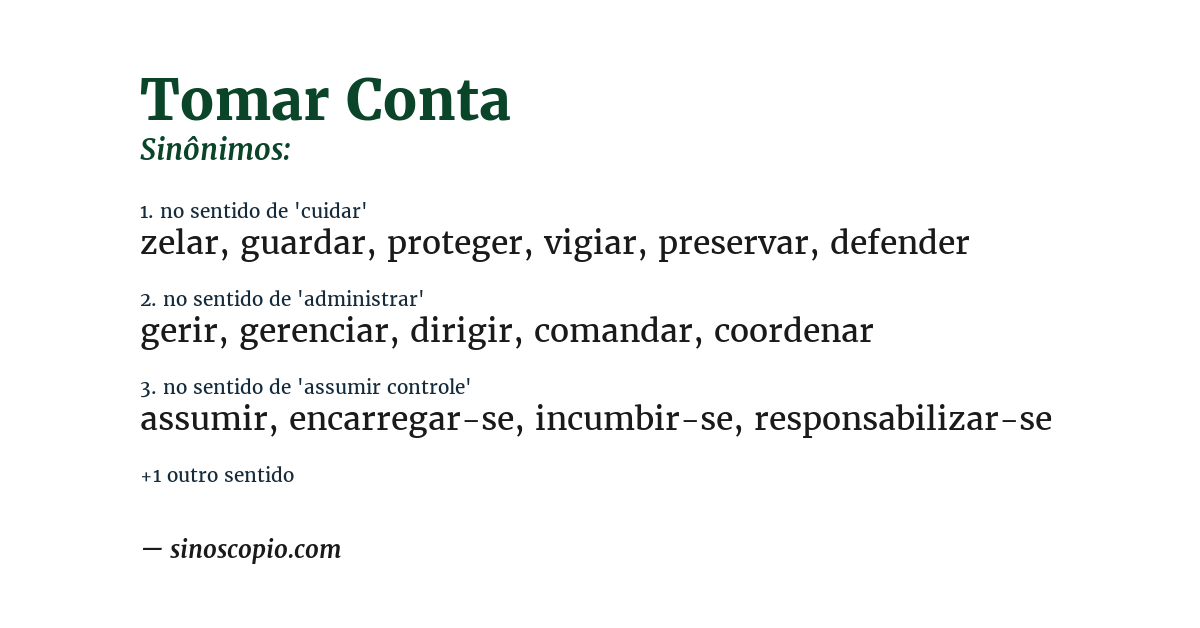 Sinônimo de tomar conta