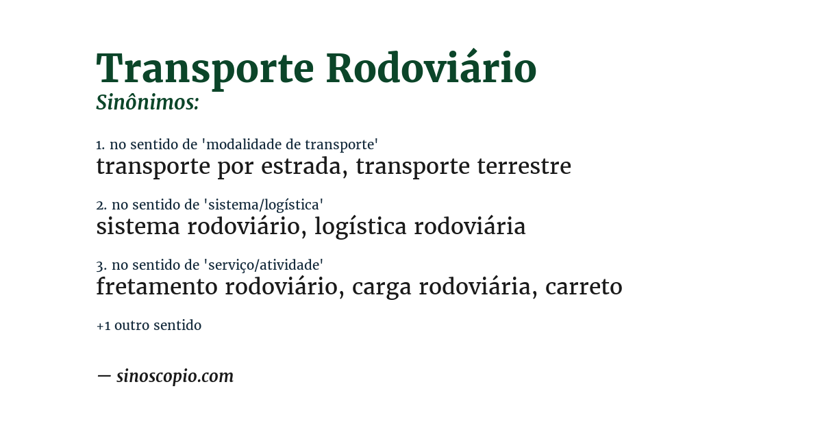 Sinônimo de transporte rodoviário