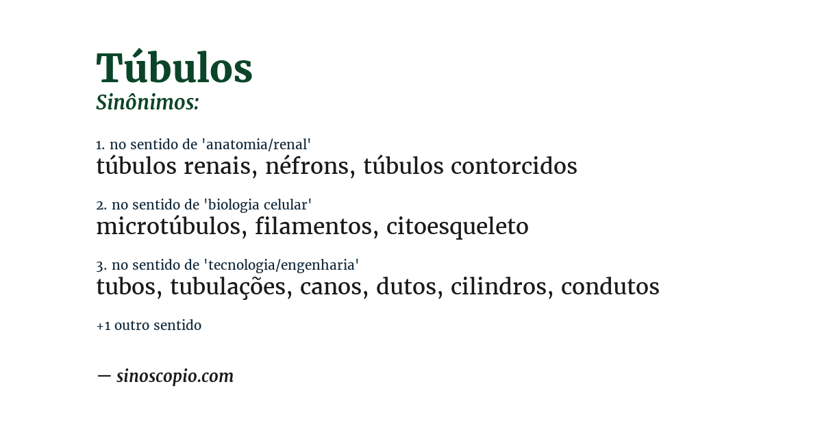 Sinônimo de túbulos