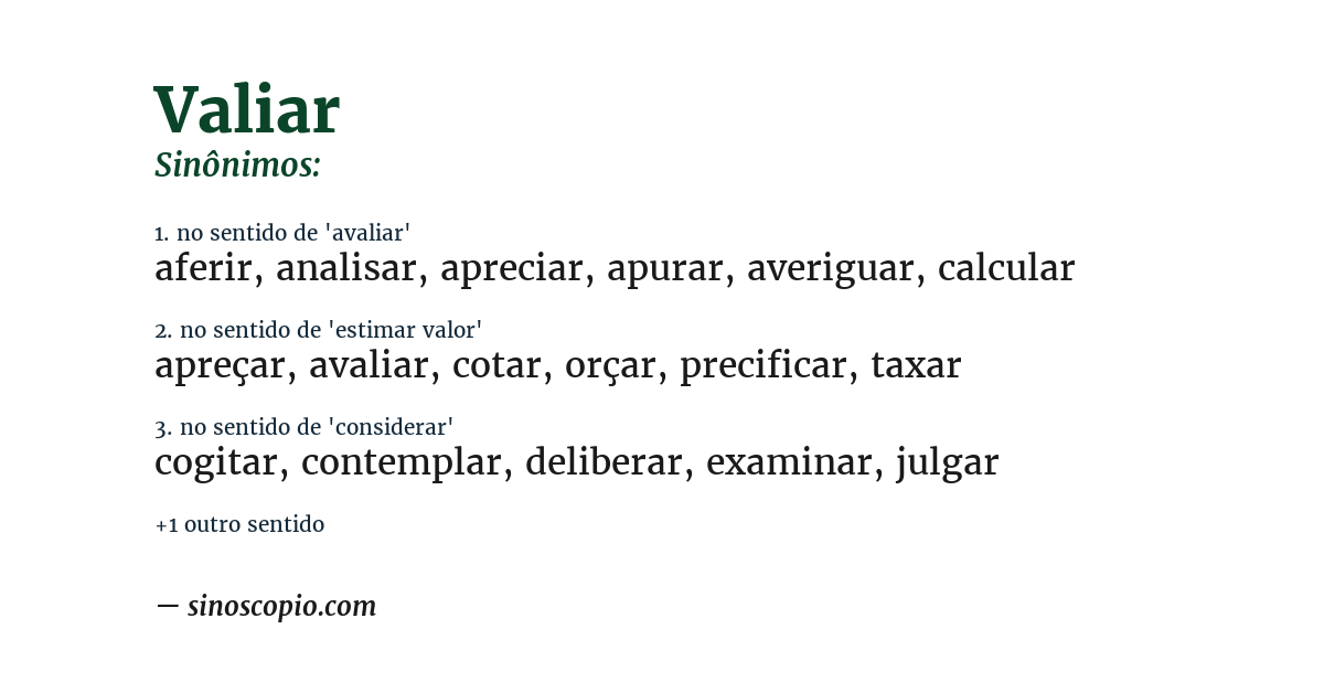 Sinônimo de valiar