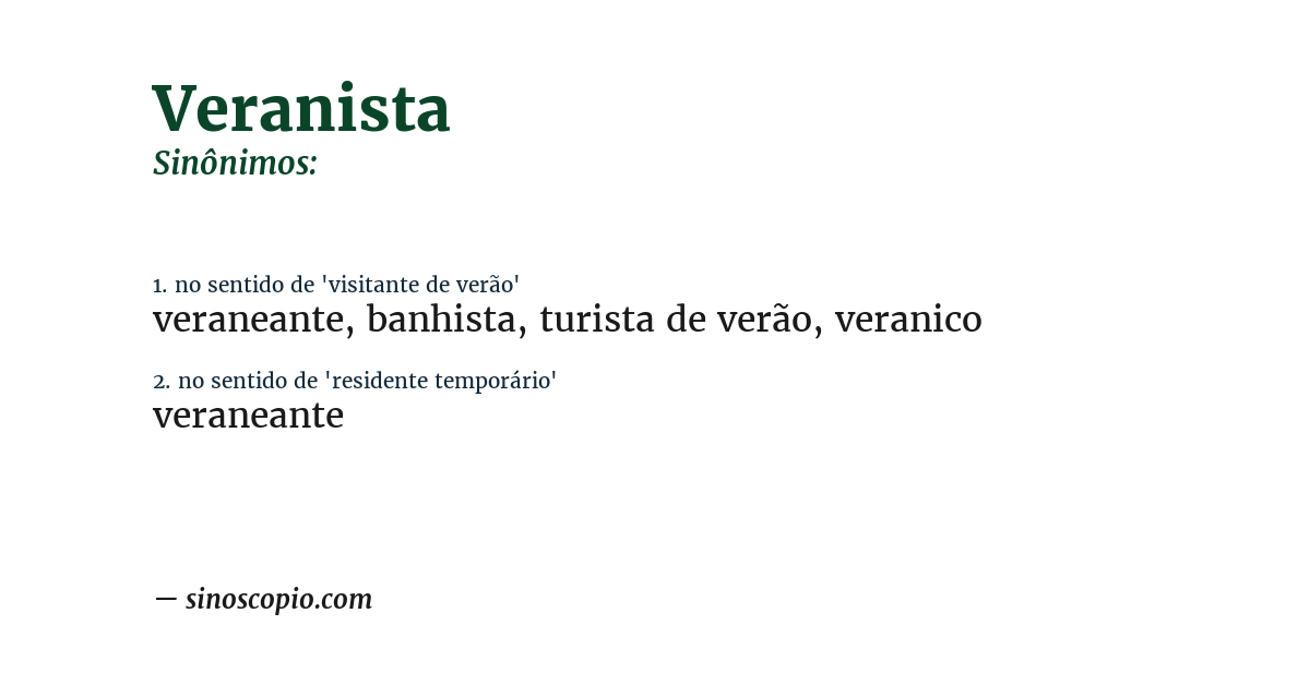 Sinônimo de veranista