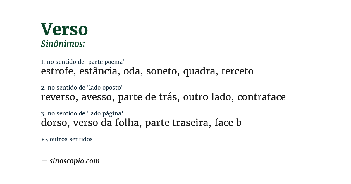 Sinônimo de verso