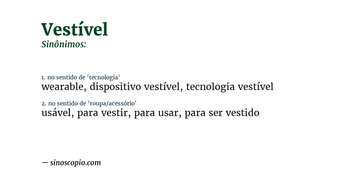 Sinônimo de vestível