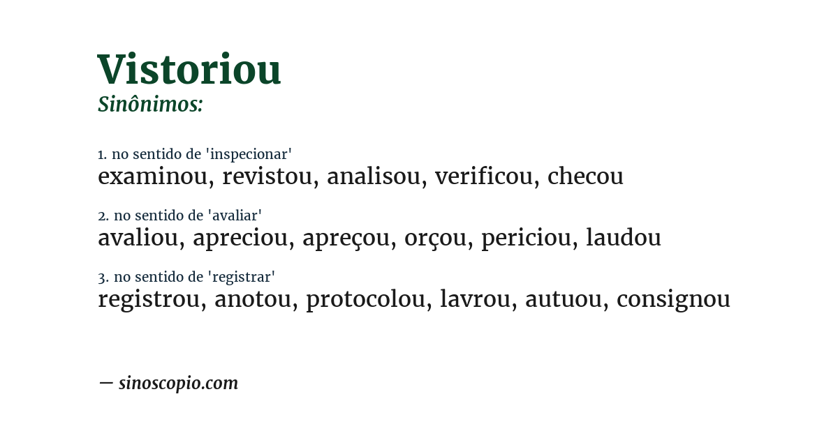 Sinônimo de vistoriou