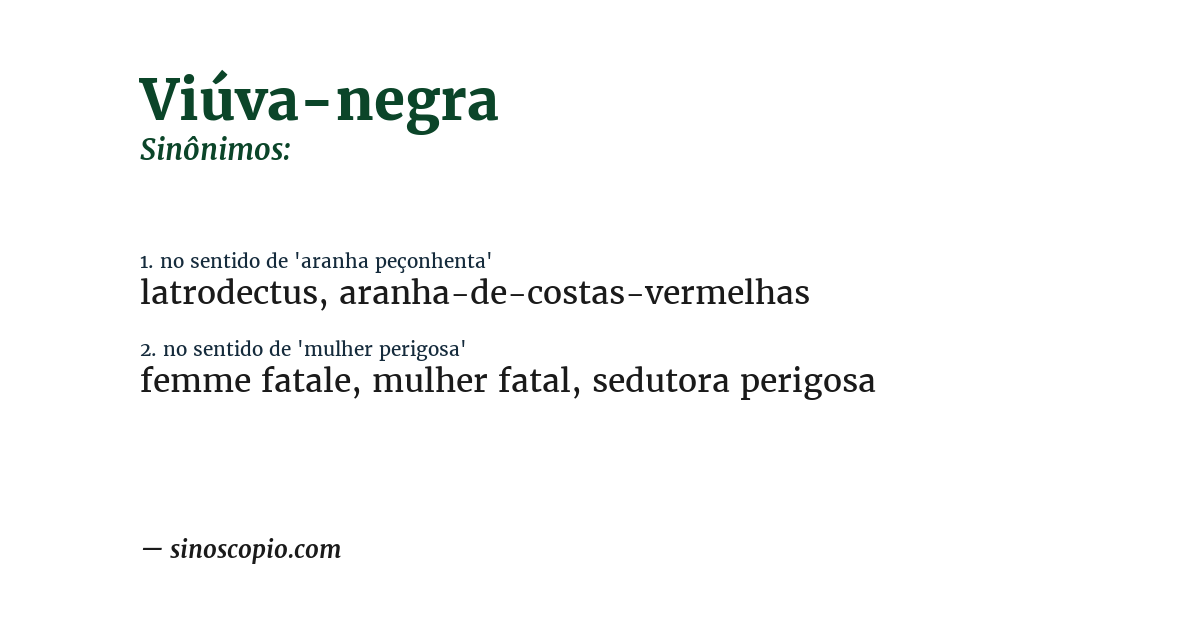 Sinônimo de viúva-negra