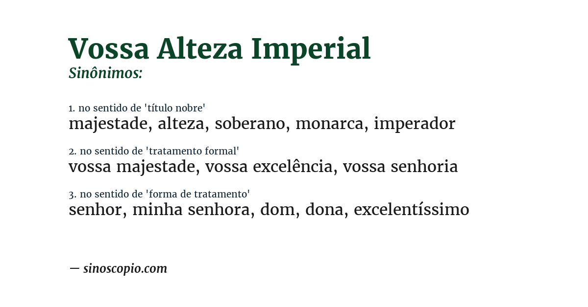 Sinônimo de vossa alteza imperial