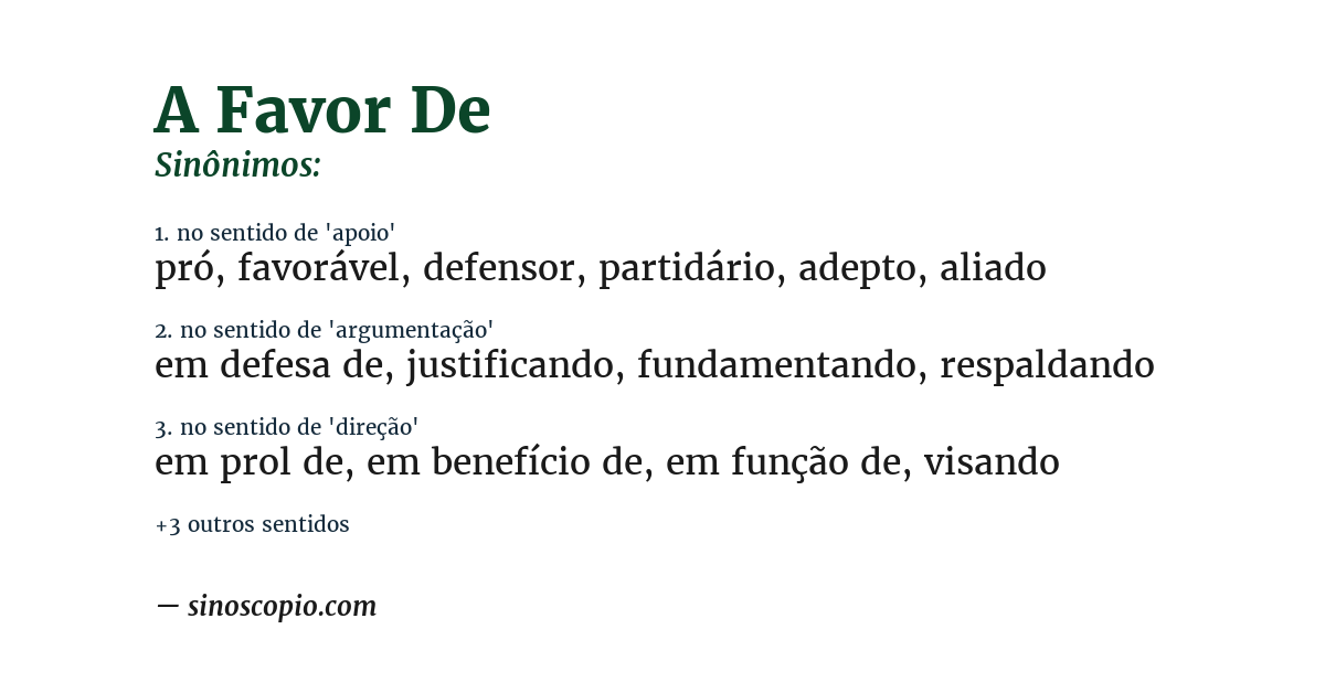 Sinônimo de a favor de