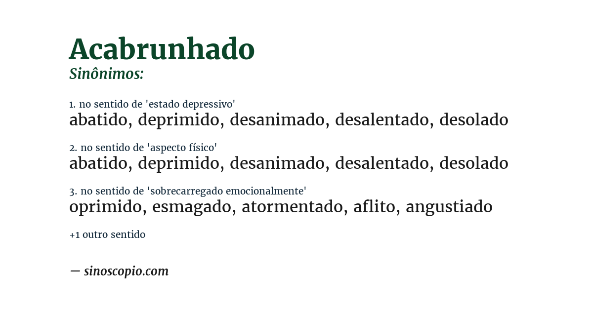 Sinônimo de acabrunhado