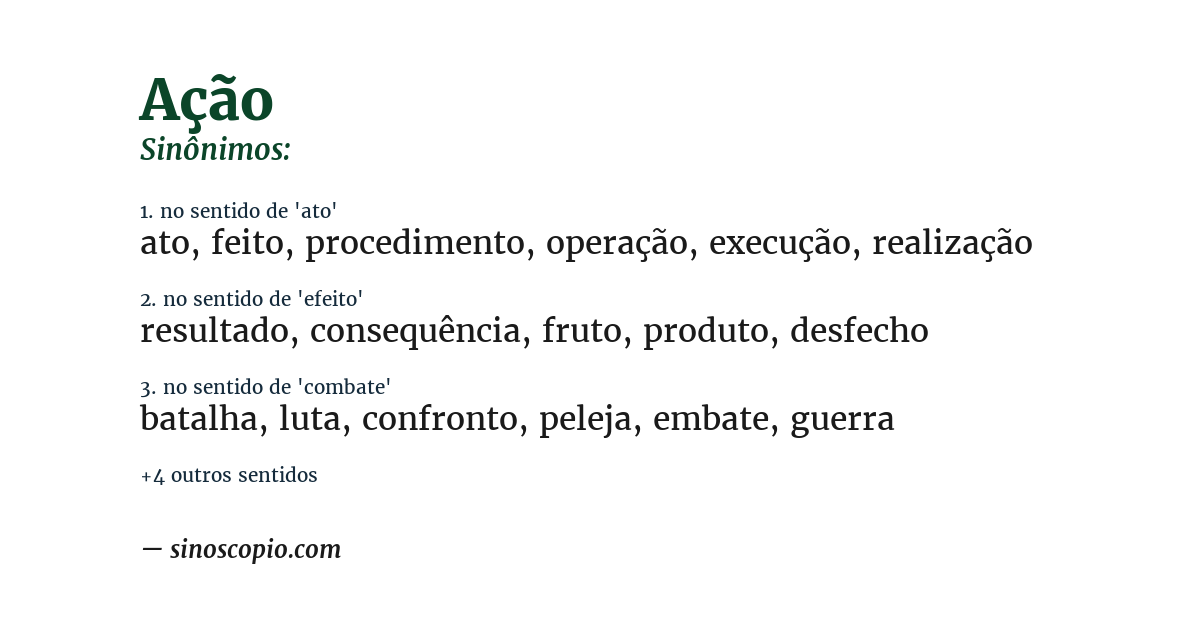 Sinônimo de ação