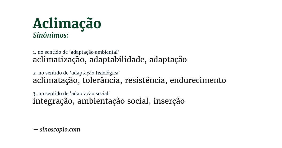 Sinônimo de aclimação