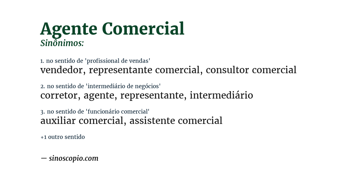 Sinônimo de agente comercial