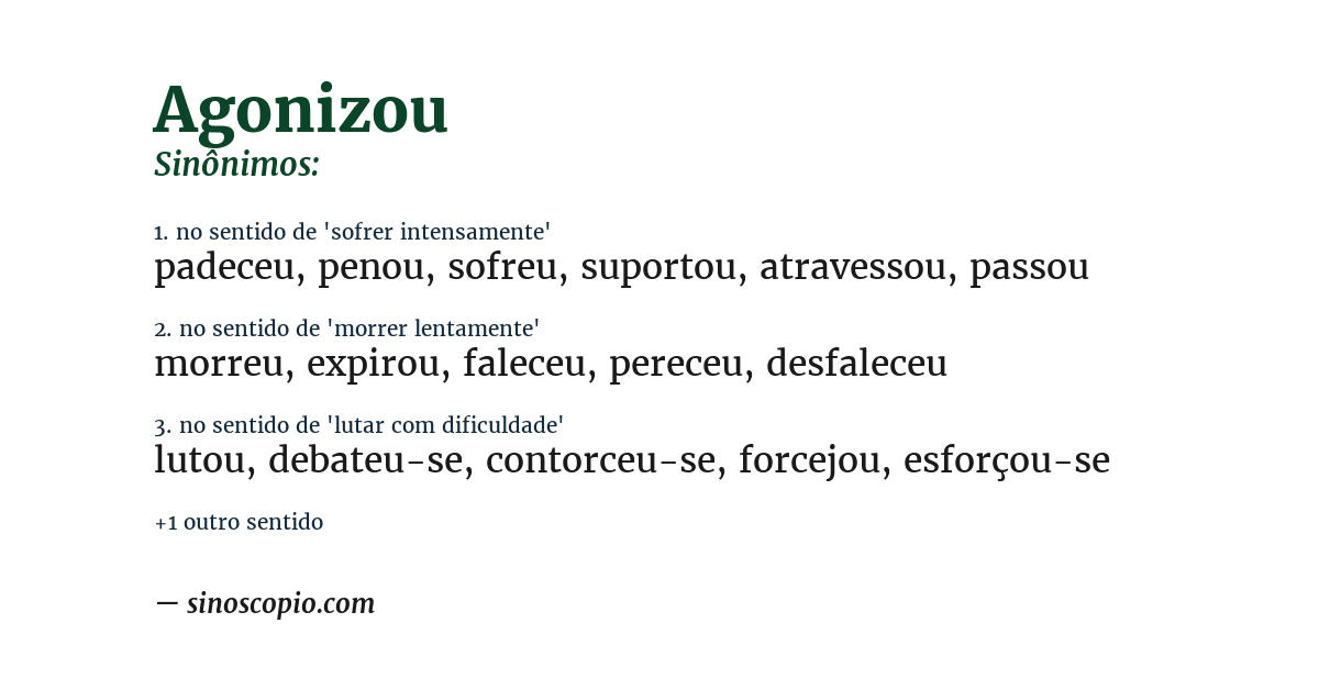 Sinônimo de agonizou