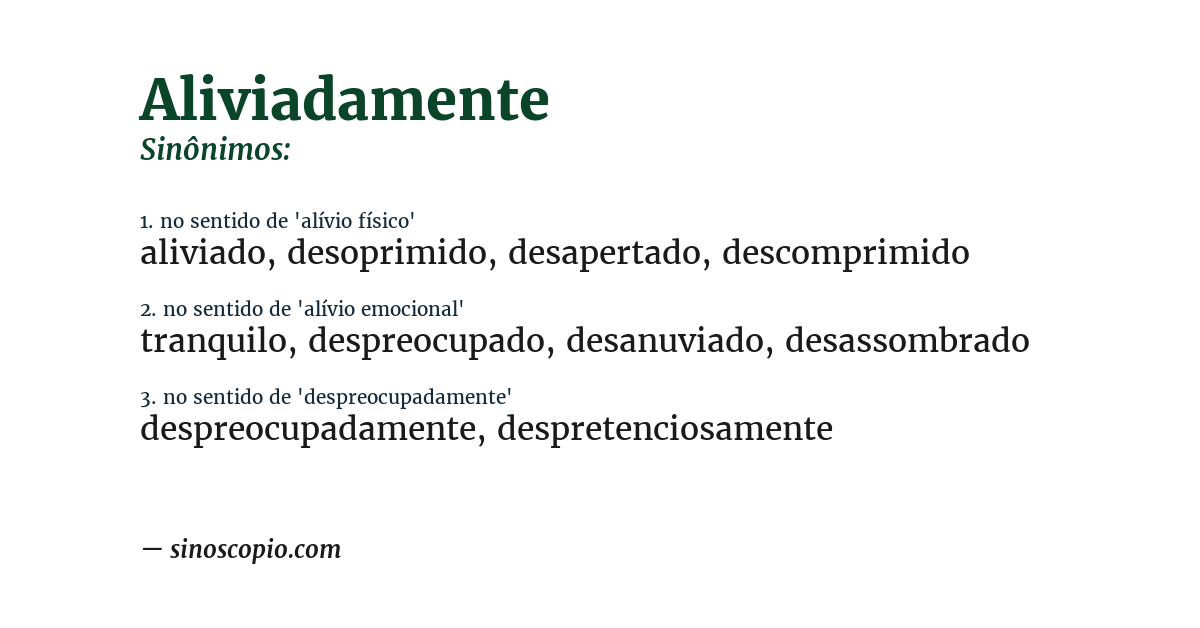 Sinônimo de aliviadamente