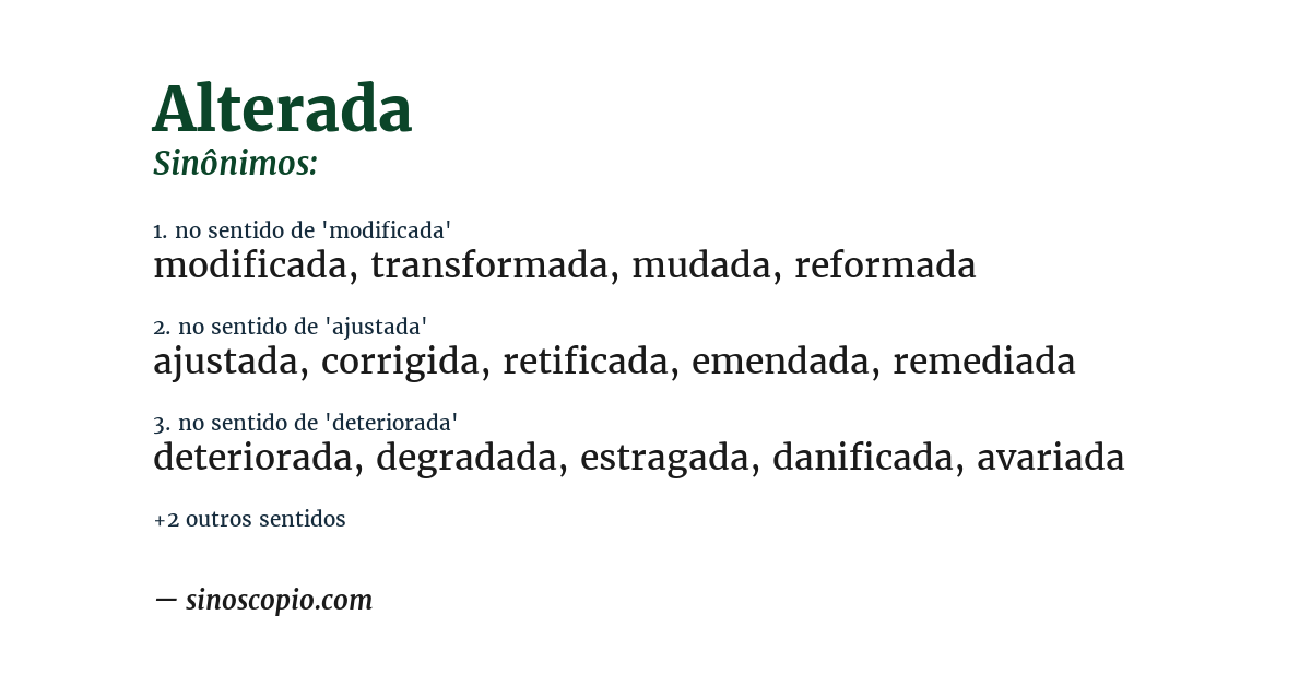 Sinônimo de alterada