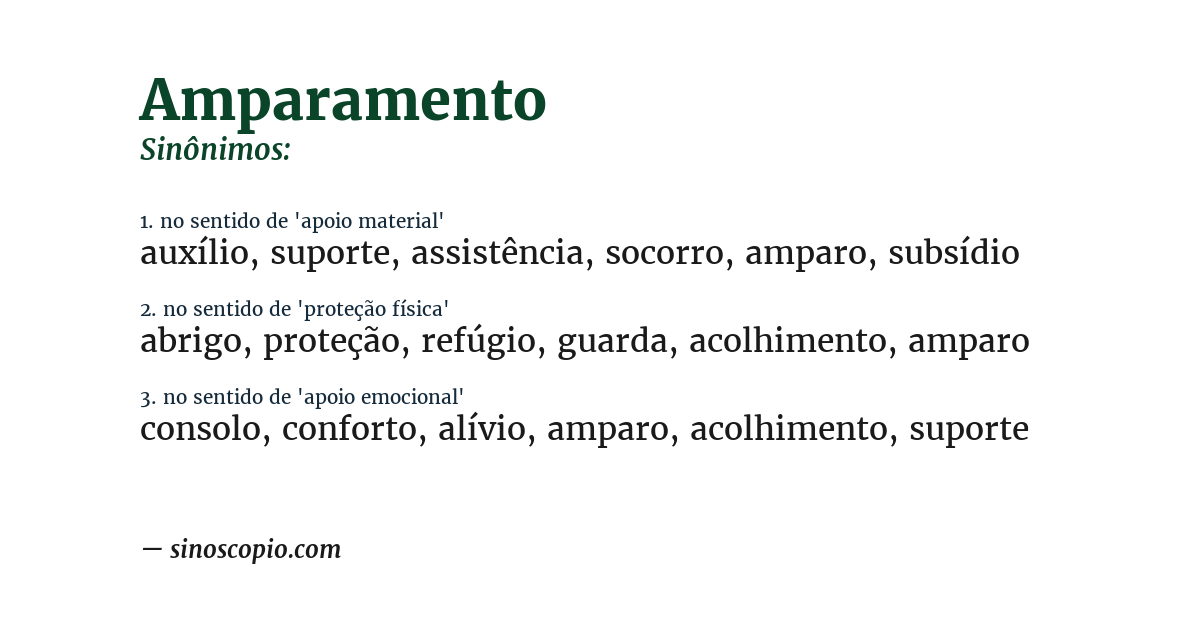 Sinônimo de amparamento