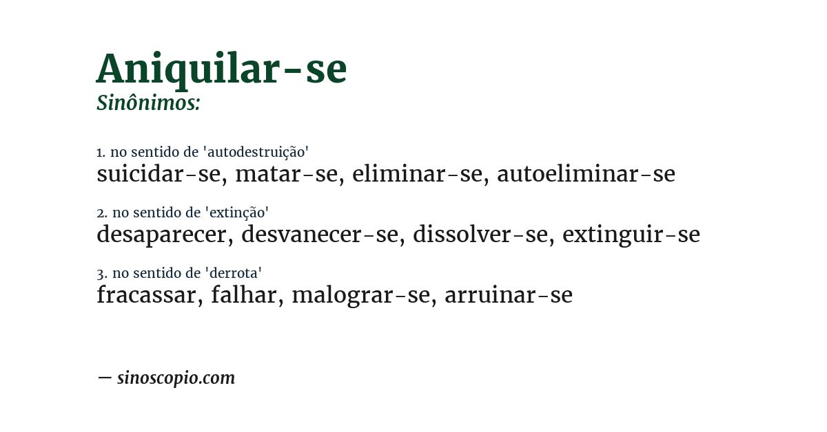 Sinônimo de aniquilar-se