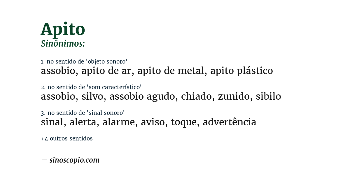 Sinônimo de apito