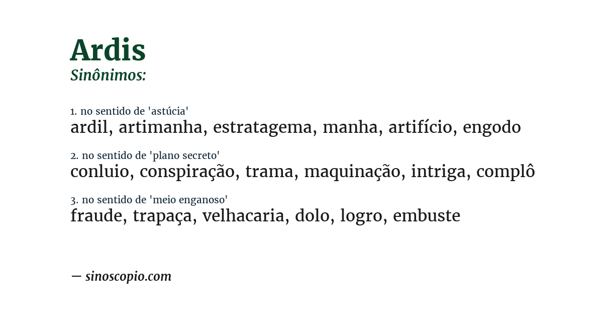 Sinônimo de ardis
