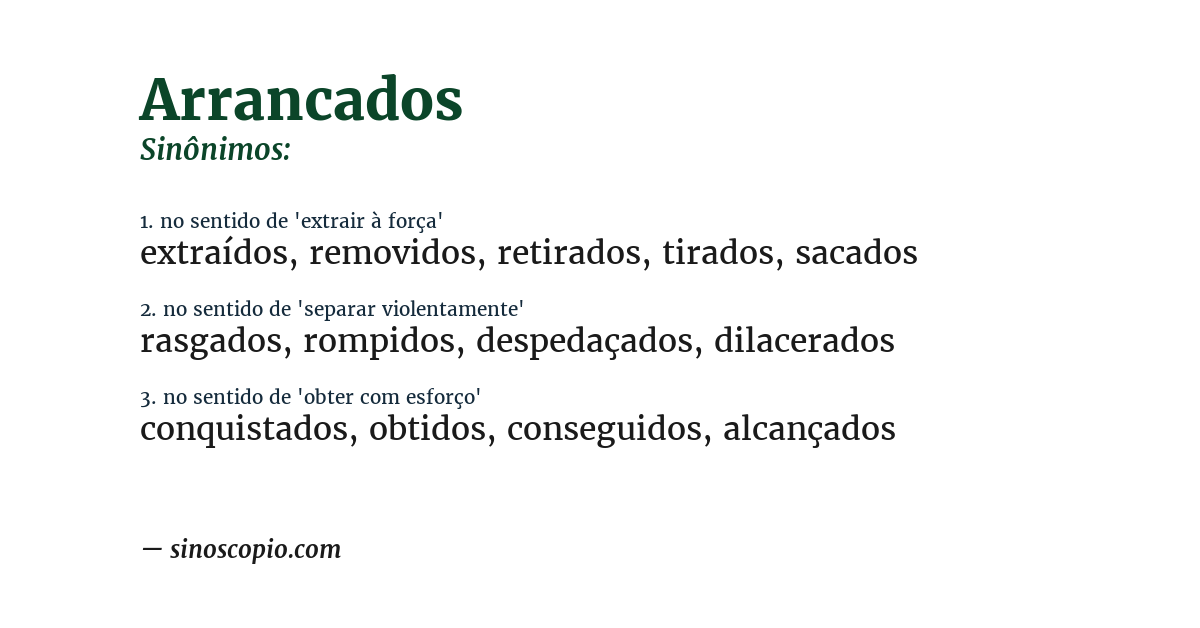 Sinônimo de arrancados