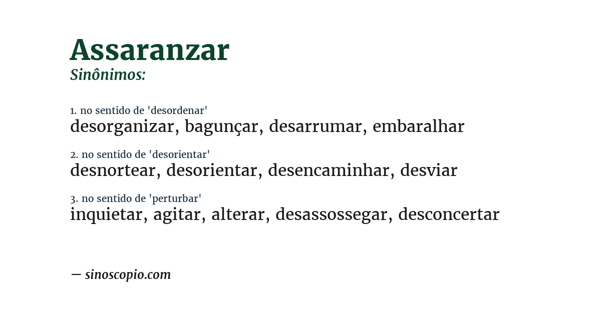 Sinônimo de assaranzar