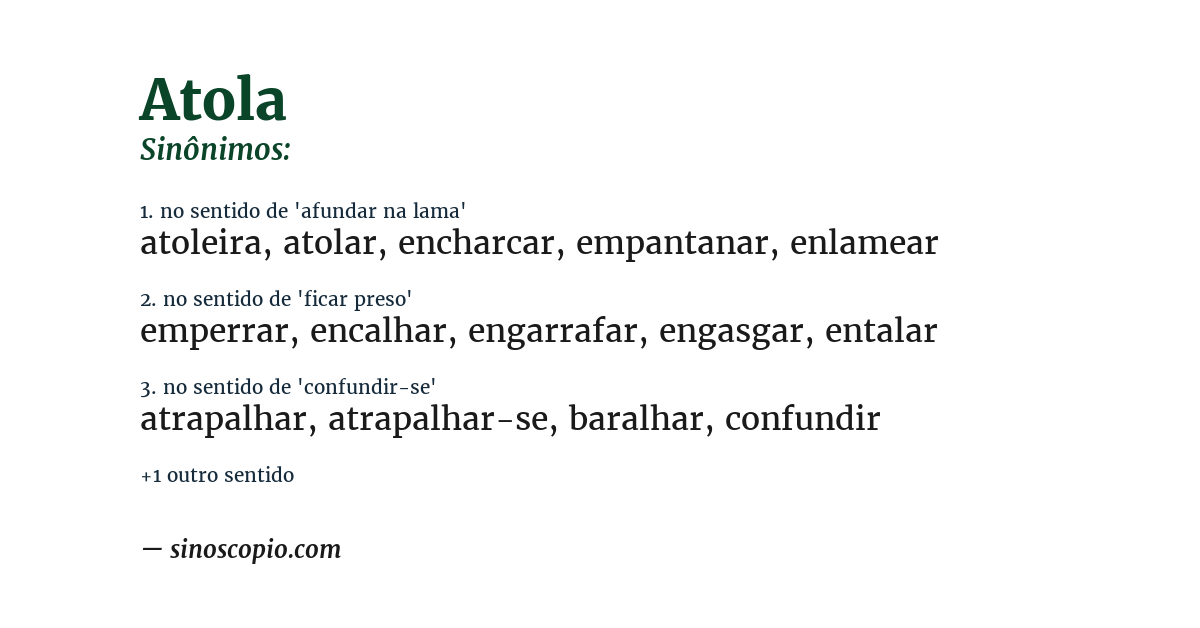 Sinônimo de atola