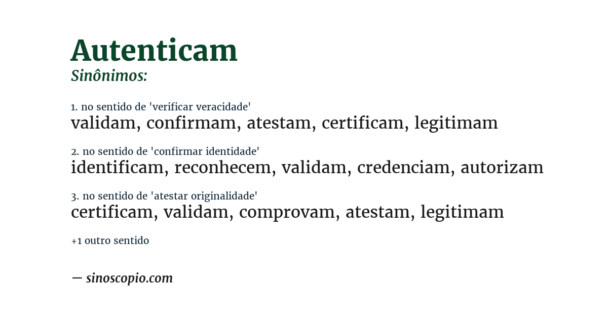 Sinônimo de autenticam