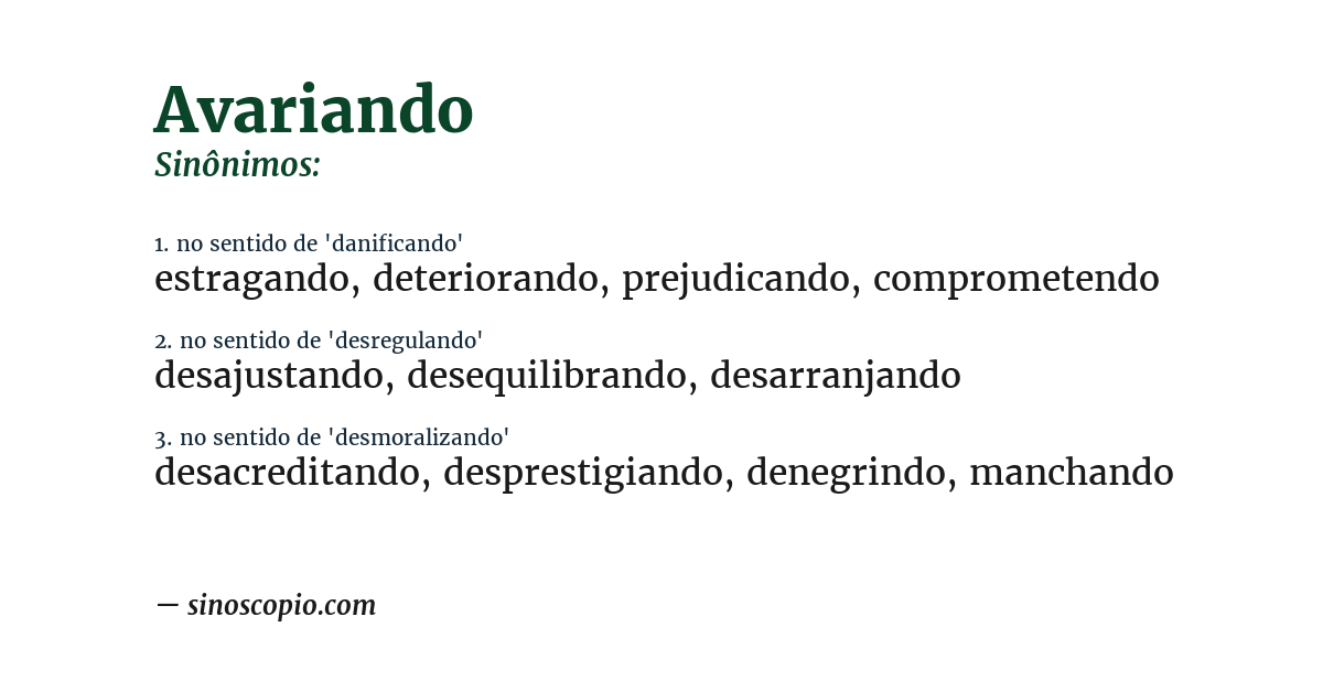 Sinônimo de avariando