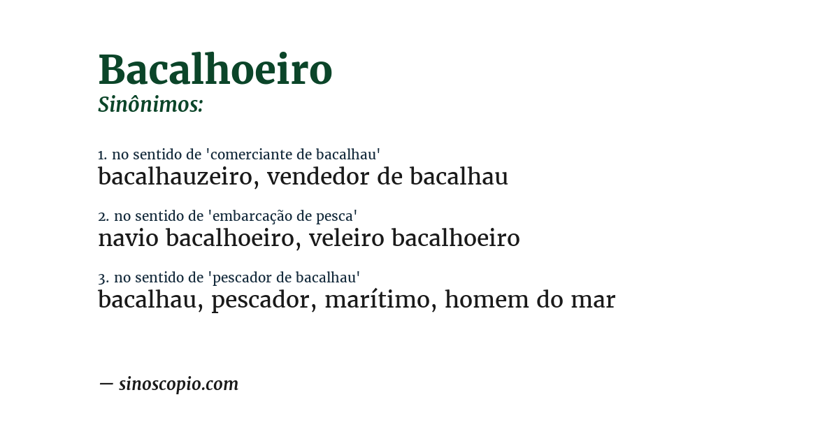 Sinônimo de bacalhoeiro