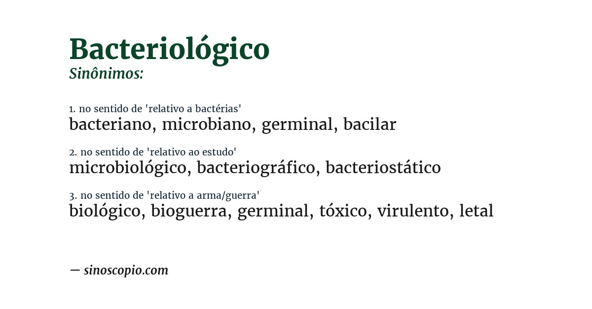 Sinônimo de bacteriológico