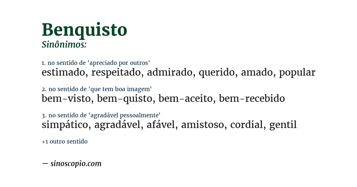 Sinônimo de benquisto