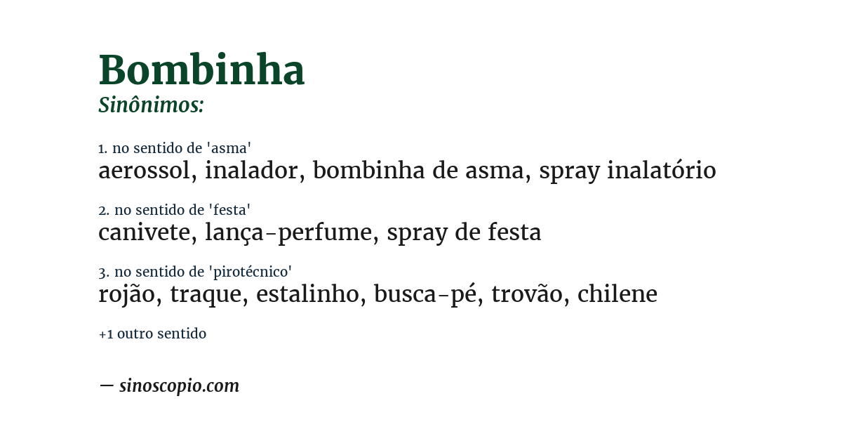 Sinônimo de bombinha