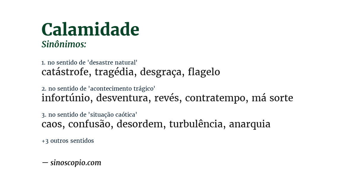 Sinônimo de calamidade