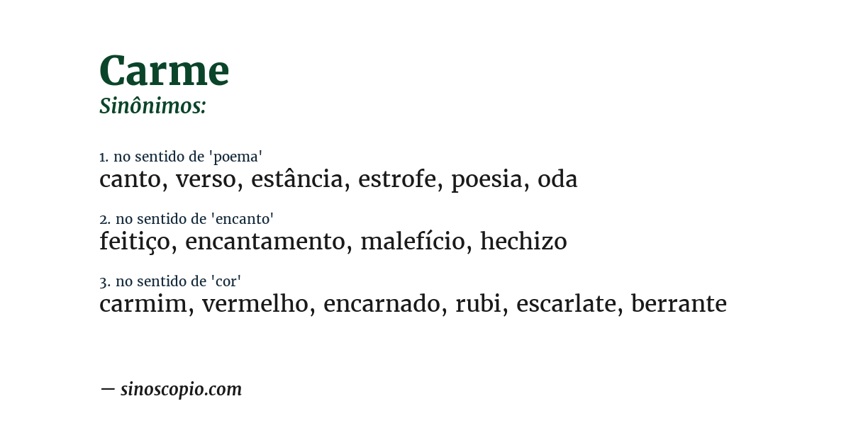 Sinônimo de carme