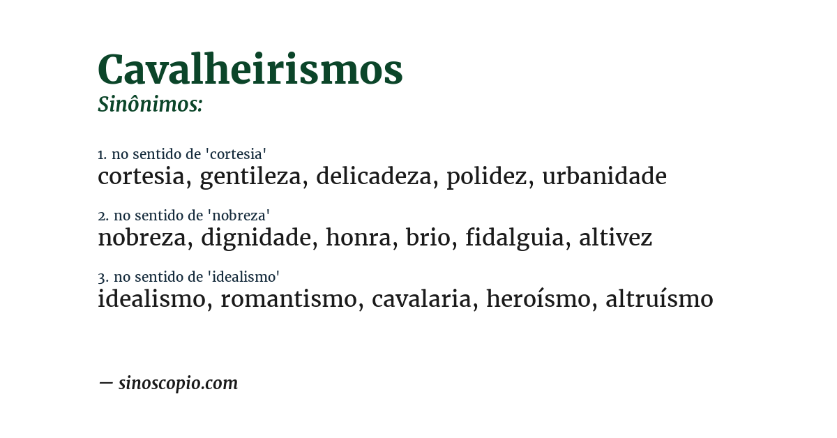 Sinônimo de cavalheirismos